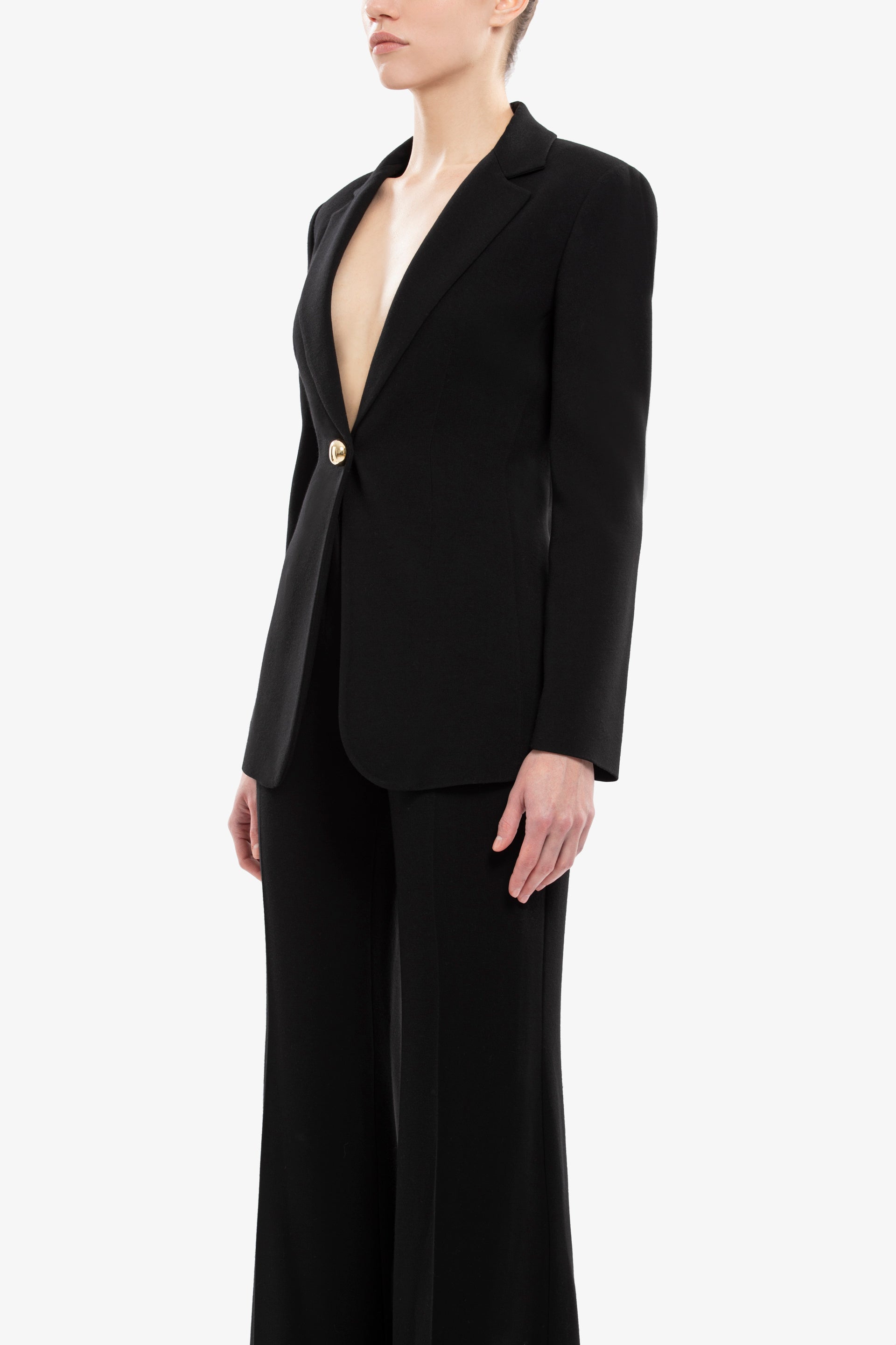 Jet Black Crepe Tailored Jacket
