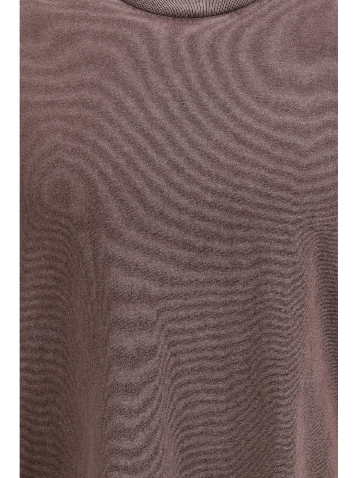 Washed Brown T-Shirt With Classic Crew Neckline And Relaxed Fit