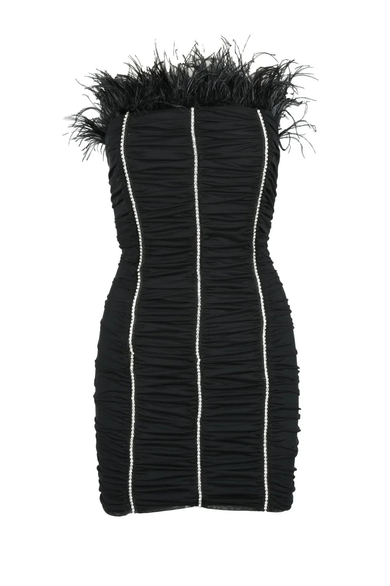 Strapless Mini Dress with Ruched Detailing