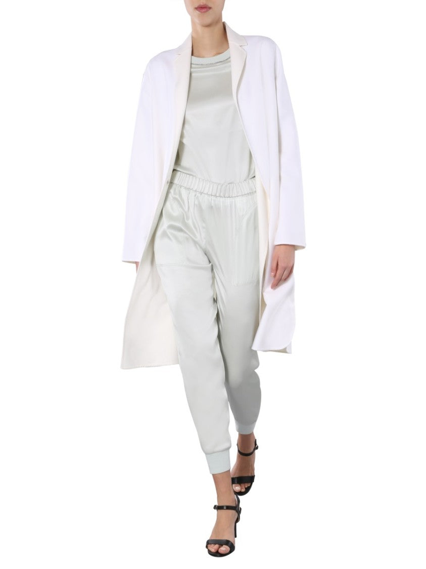 Knee-Length V-Neck Coat With Jewel Detail