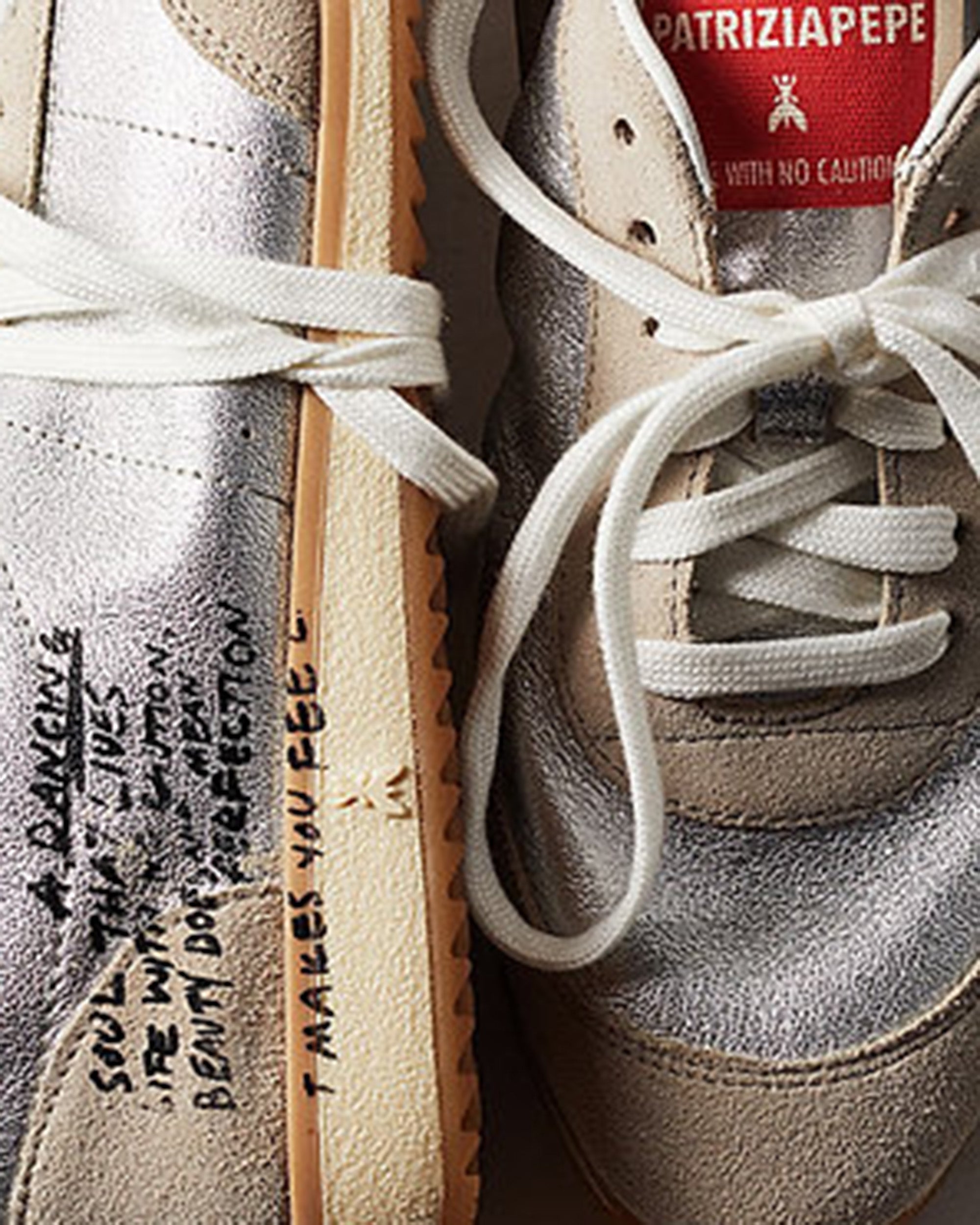 Silver Red Running Sneakers
