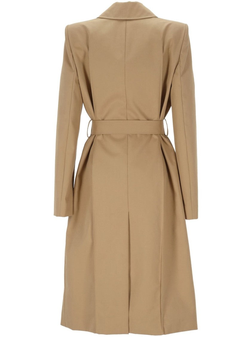 Tailored Beige Coat With High Collar