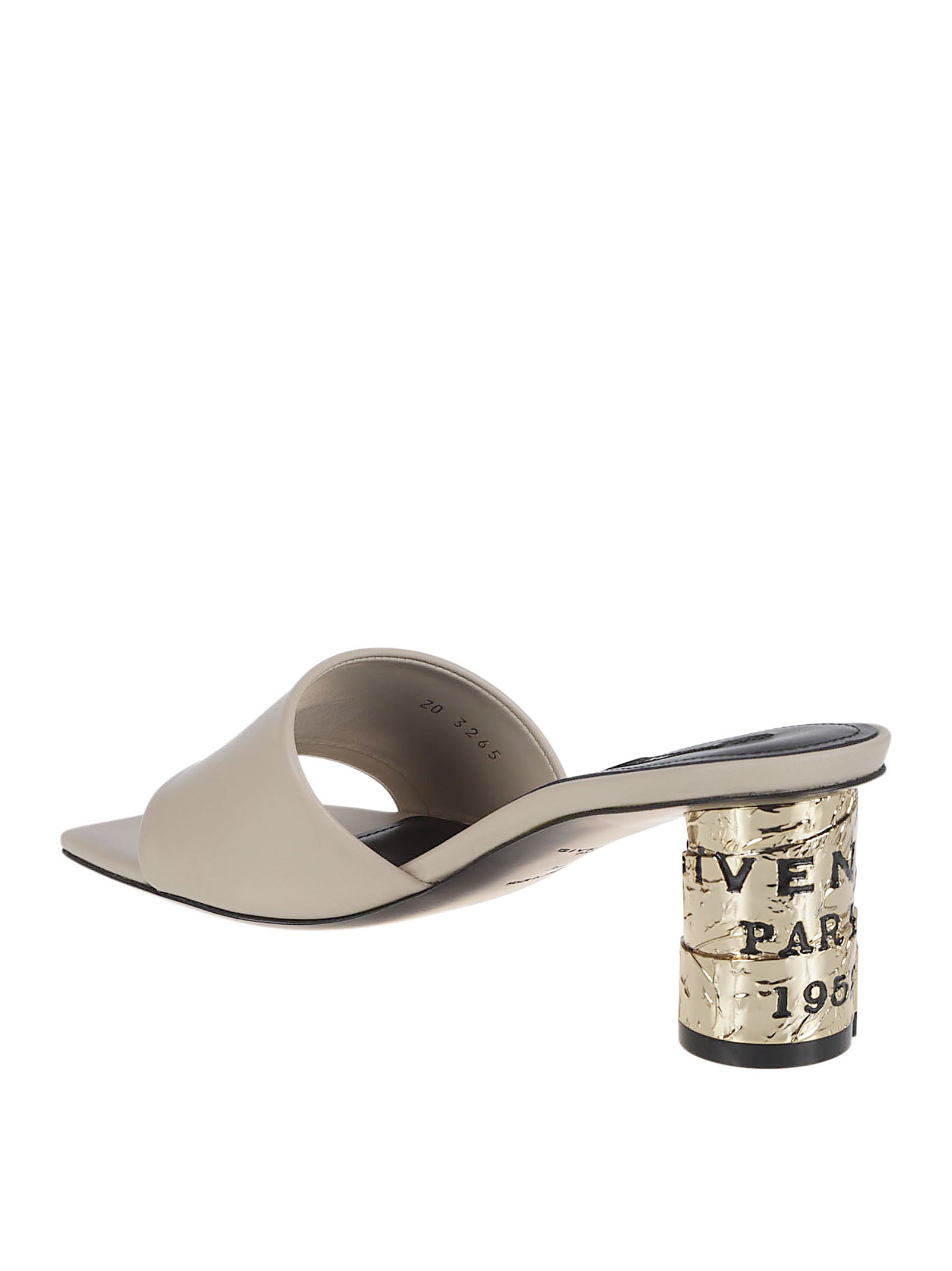 Beige Leather Tape Mules