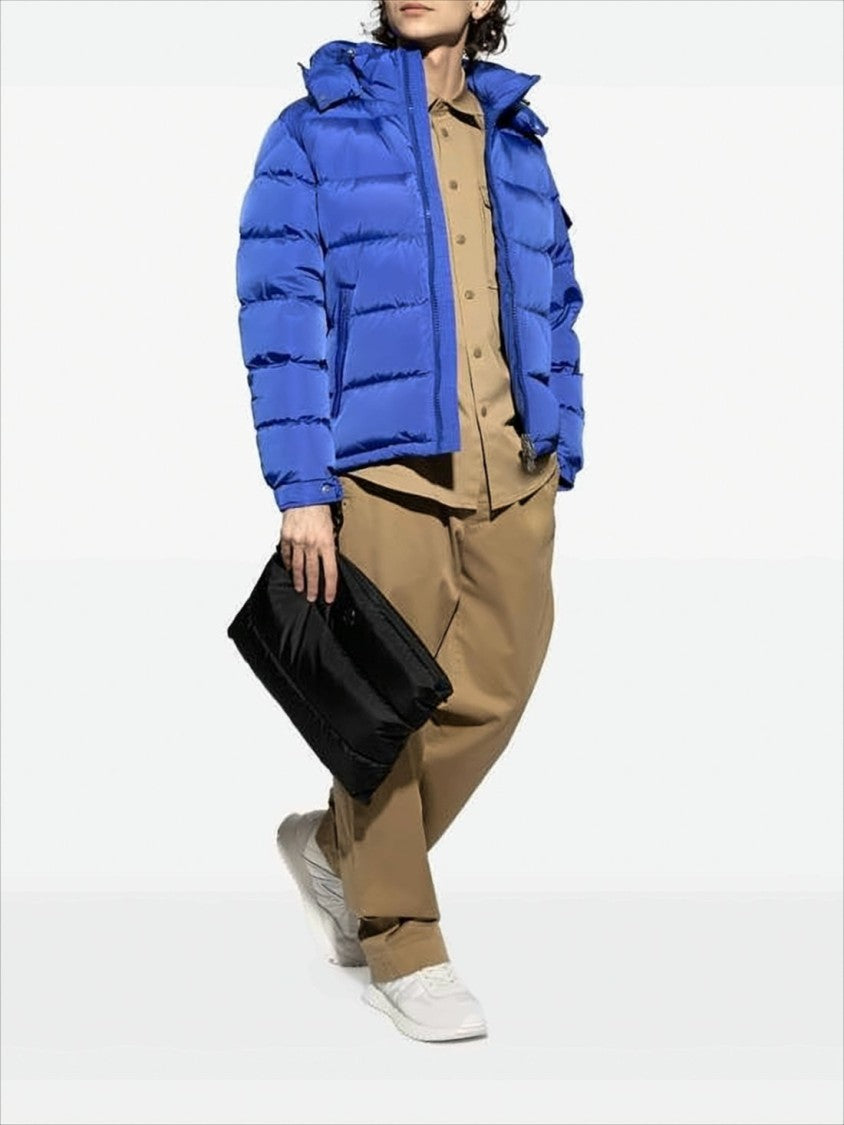 Quilted Blue Down Jacket with Finish