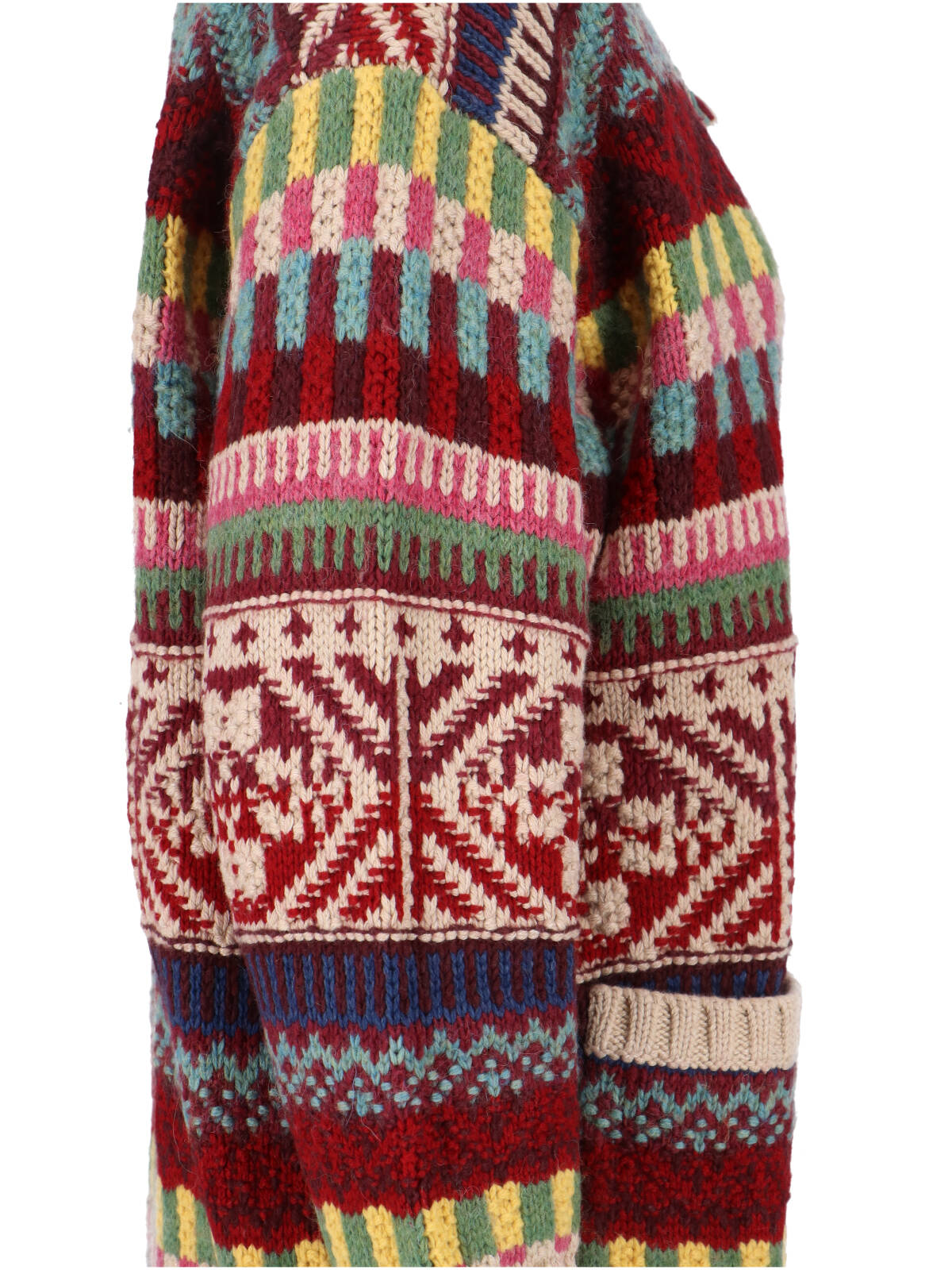 Multicolor Geometric Knit Zip Cardigan