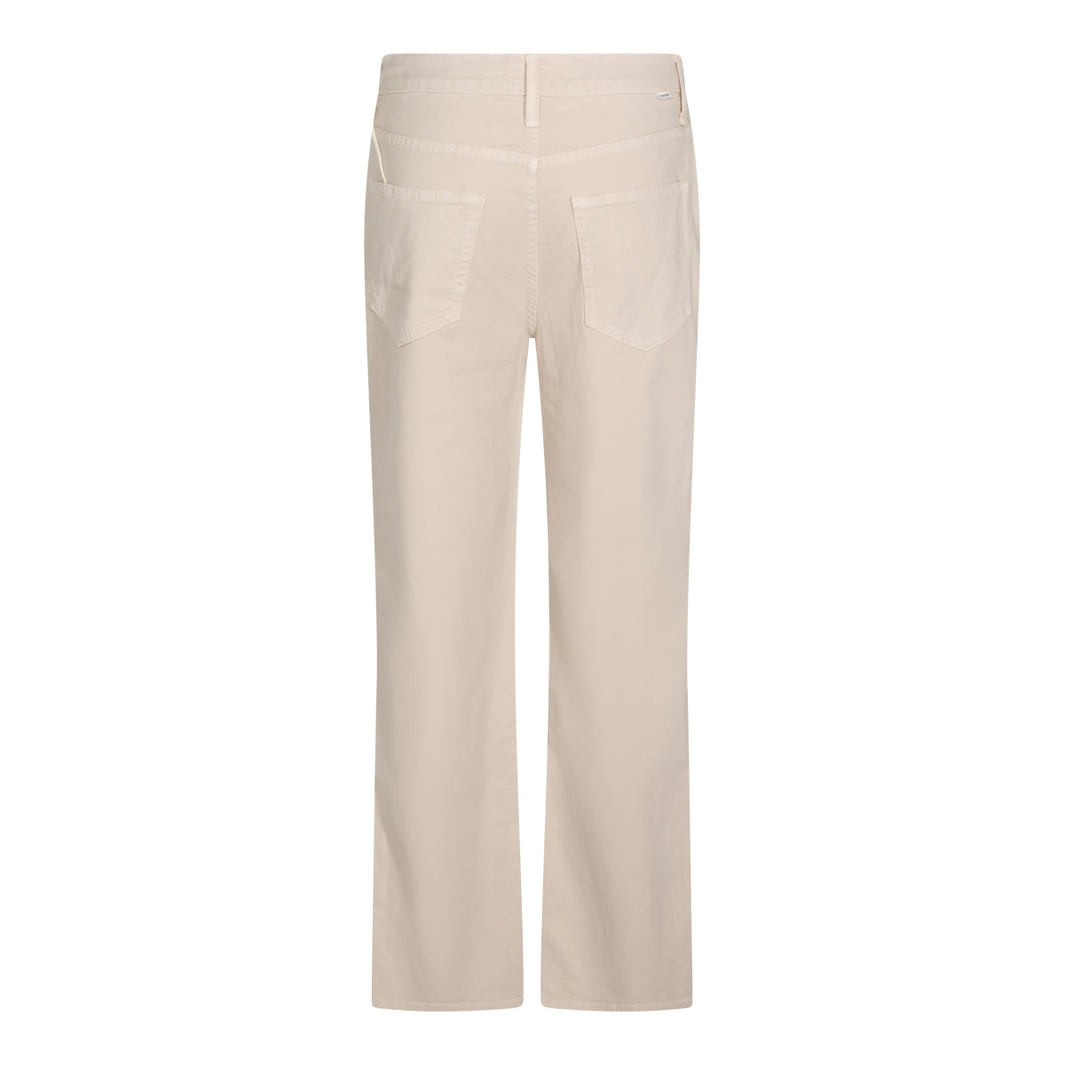 High Waist Beige Cotton Straight-Leg Jeans