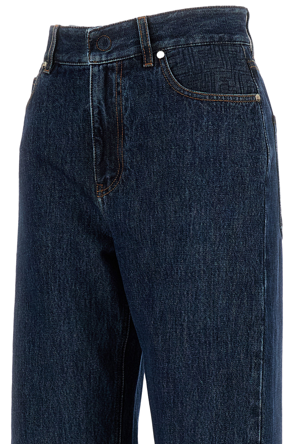 Wide-Leg Denim Jeans With Contrasting Stitching