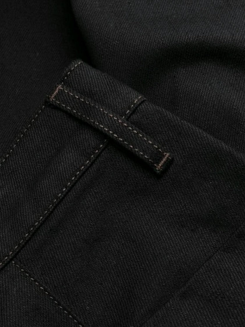 High-Waisted Black Denim Pants With Straight-Leg Silhouette