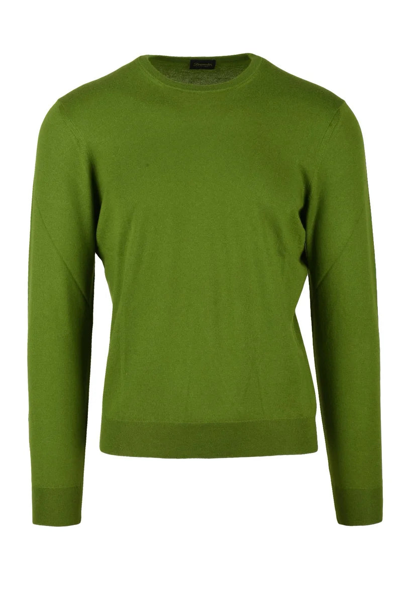 Thin Cashmere Crew Neck Pullover - Green