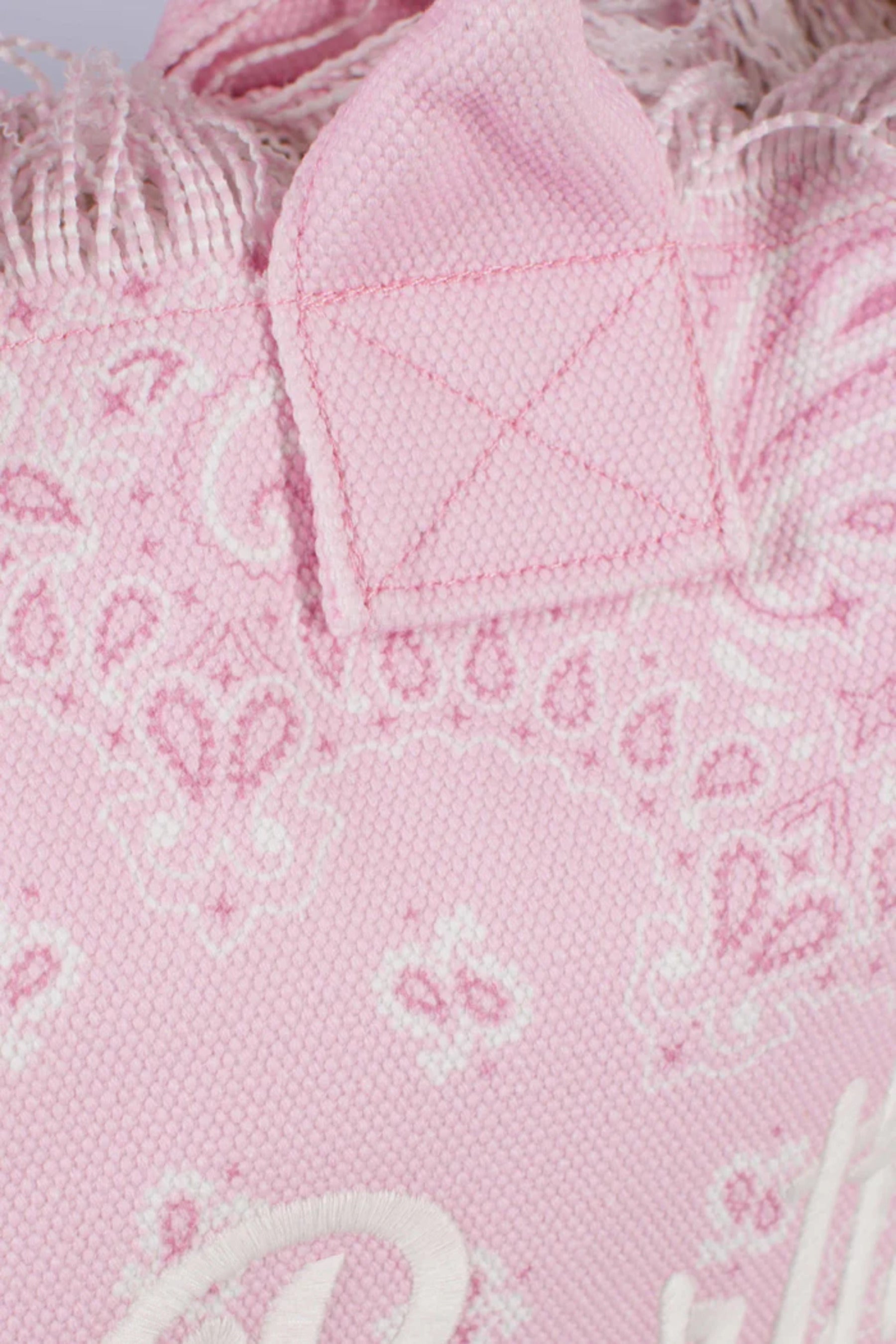 Bandana-Inspired Pink Tote Bag with Fringed Edges