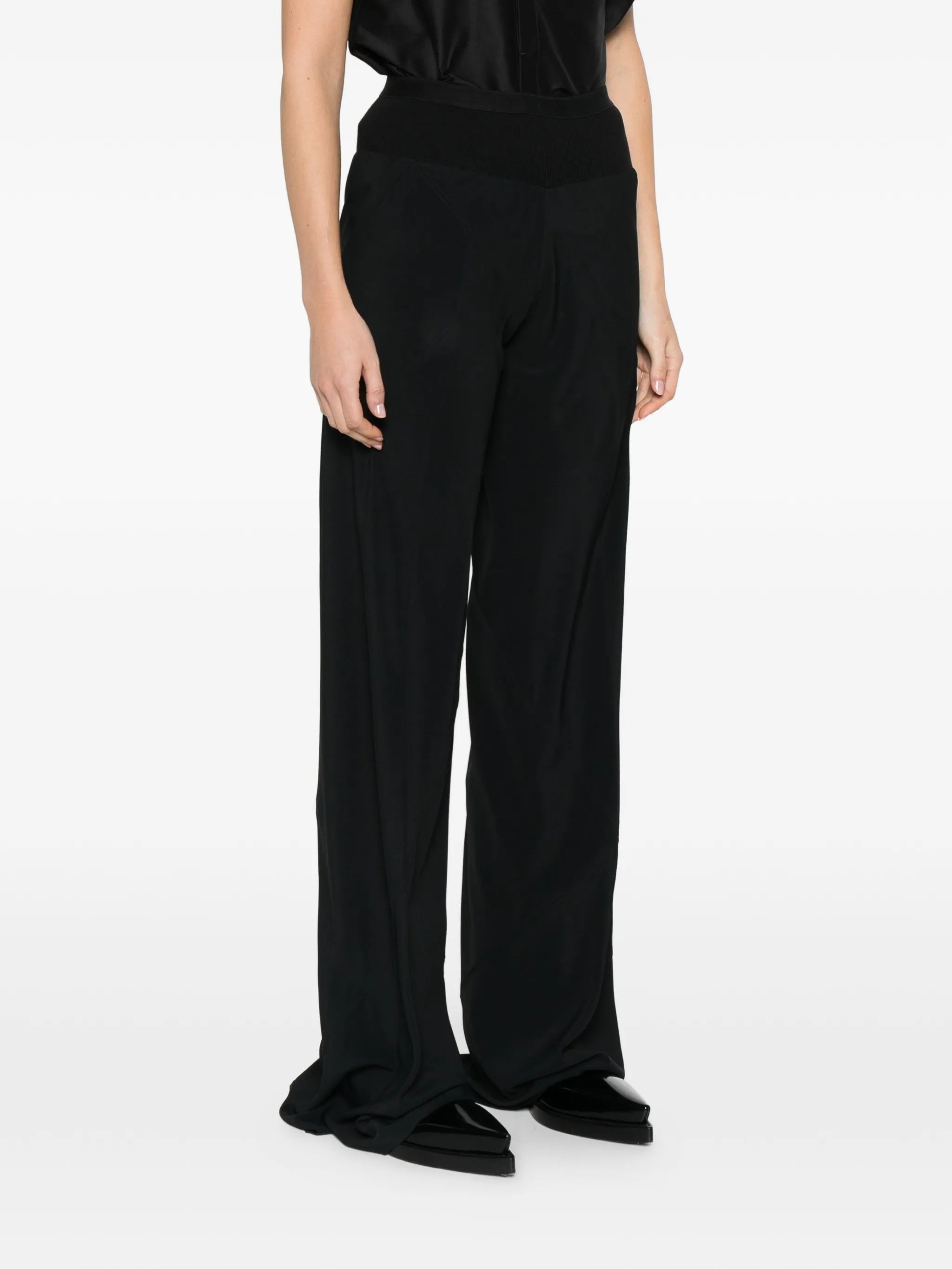 Bias Pantaloni Black Wide-Leg Trousers