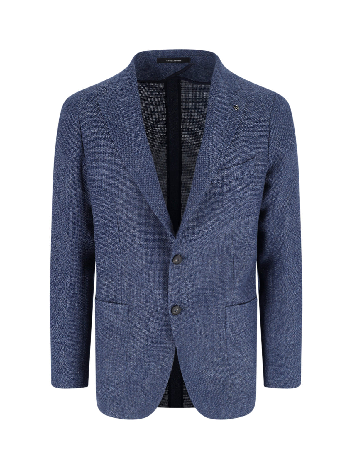Blue Tailored Textured Notch Lapel Jacket