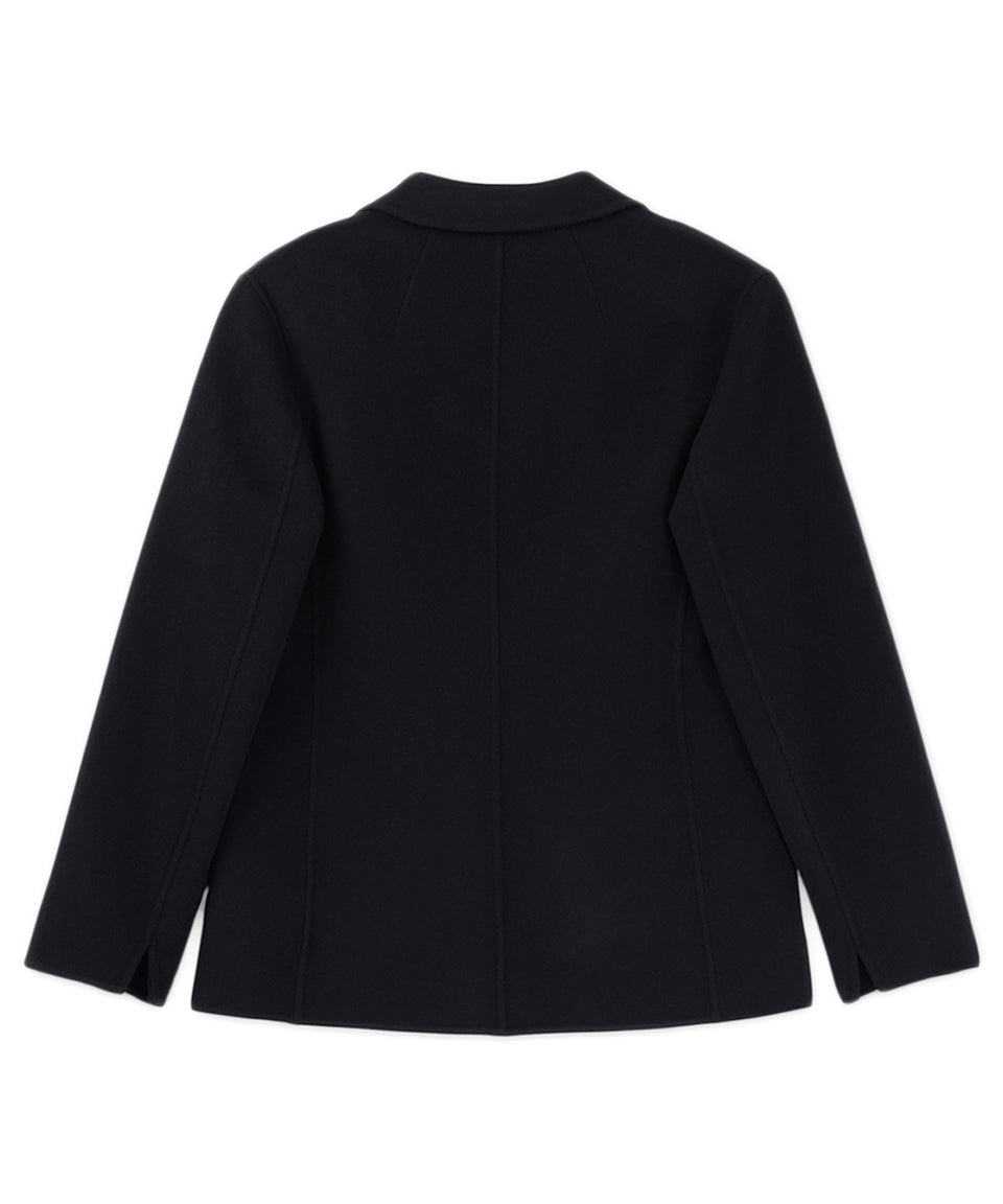 Structured Black Wool Jacket with Notched Lapel