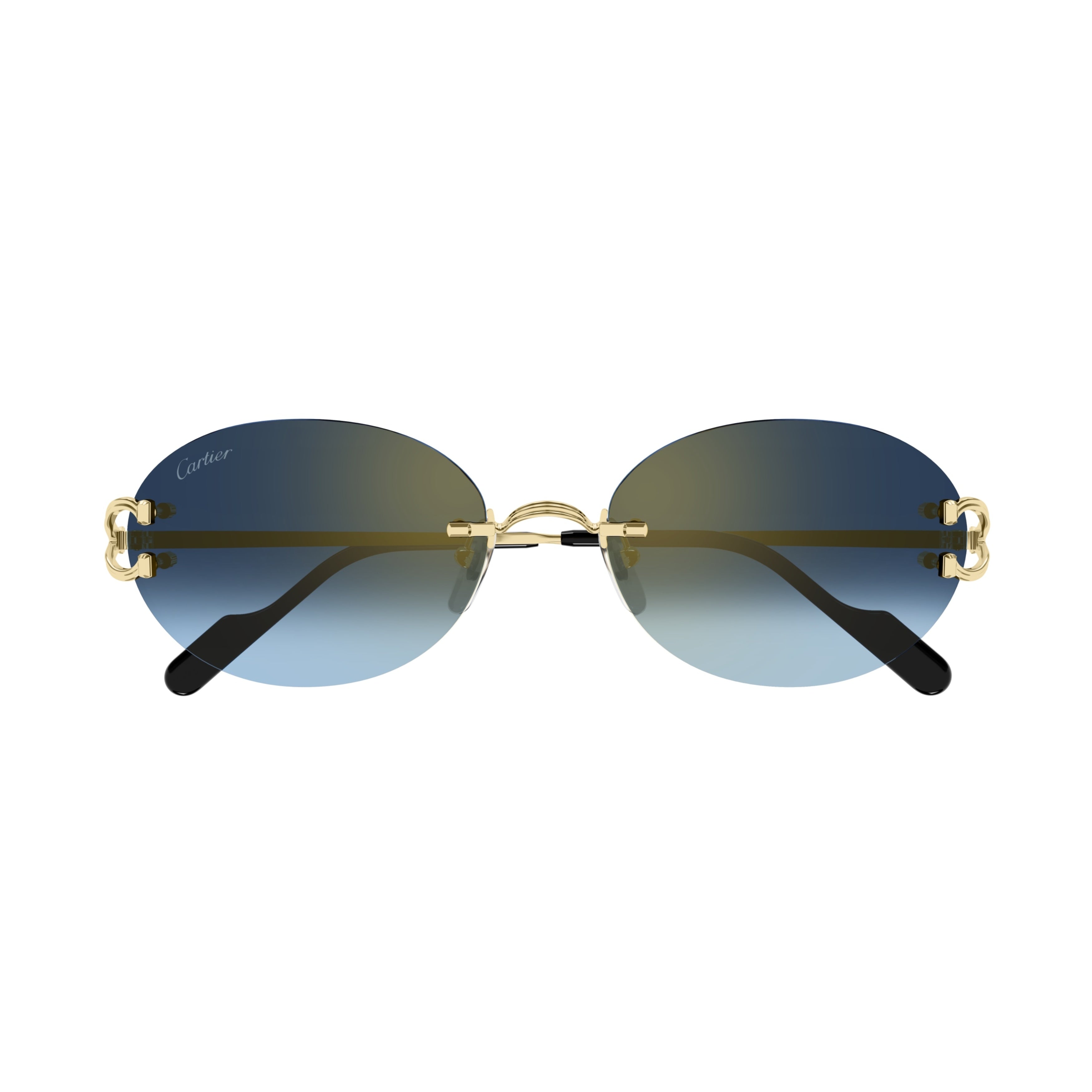 Rimless Oval Gradient Blue Tint Sunglasses
