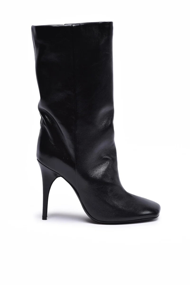 Asymmetrical Toe Ankle Boots - Black