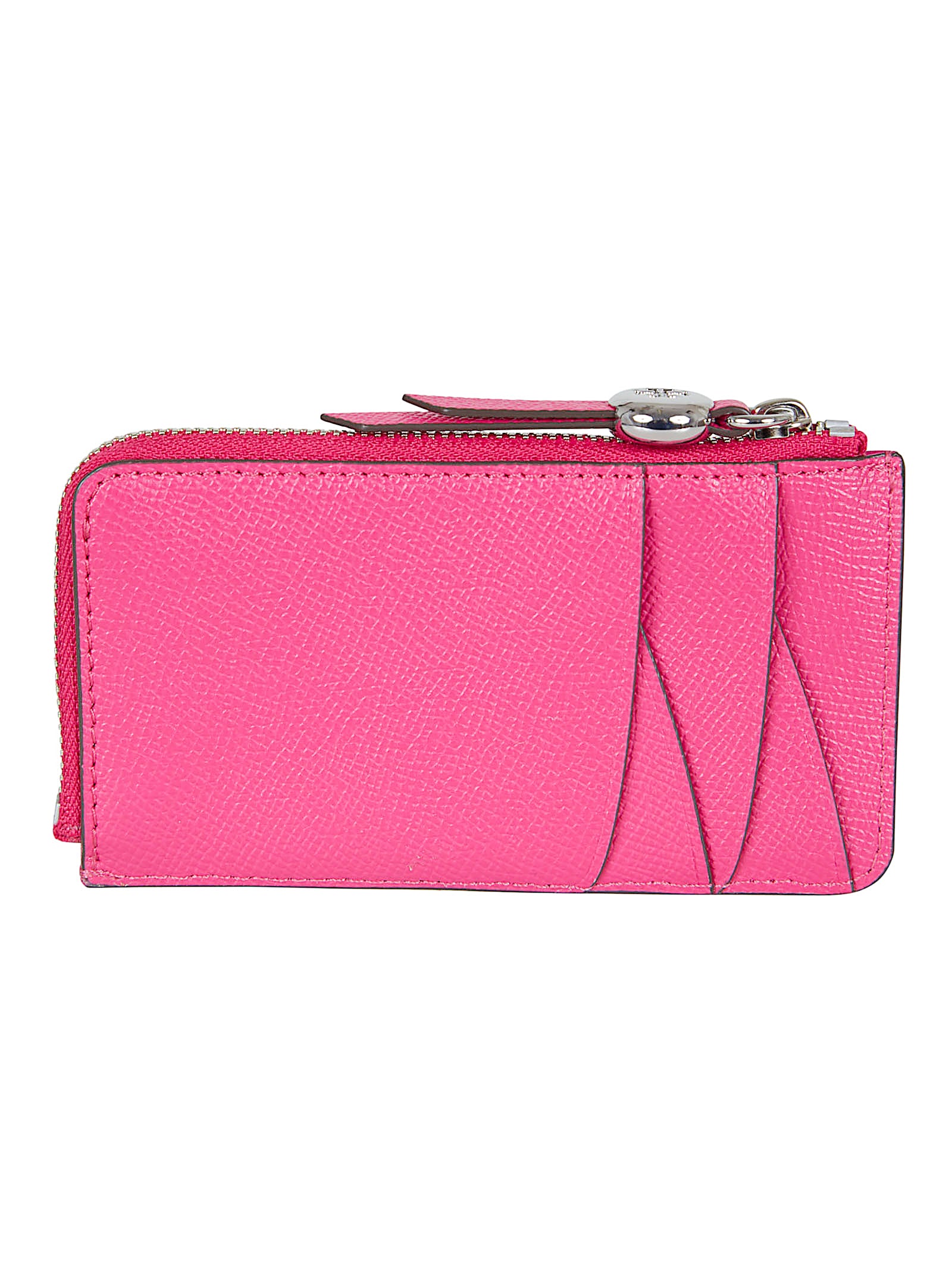 Textured Leather Zip-Around Wallet with Embossed Branding