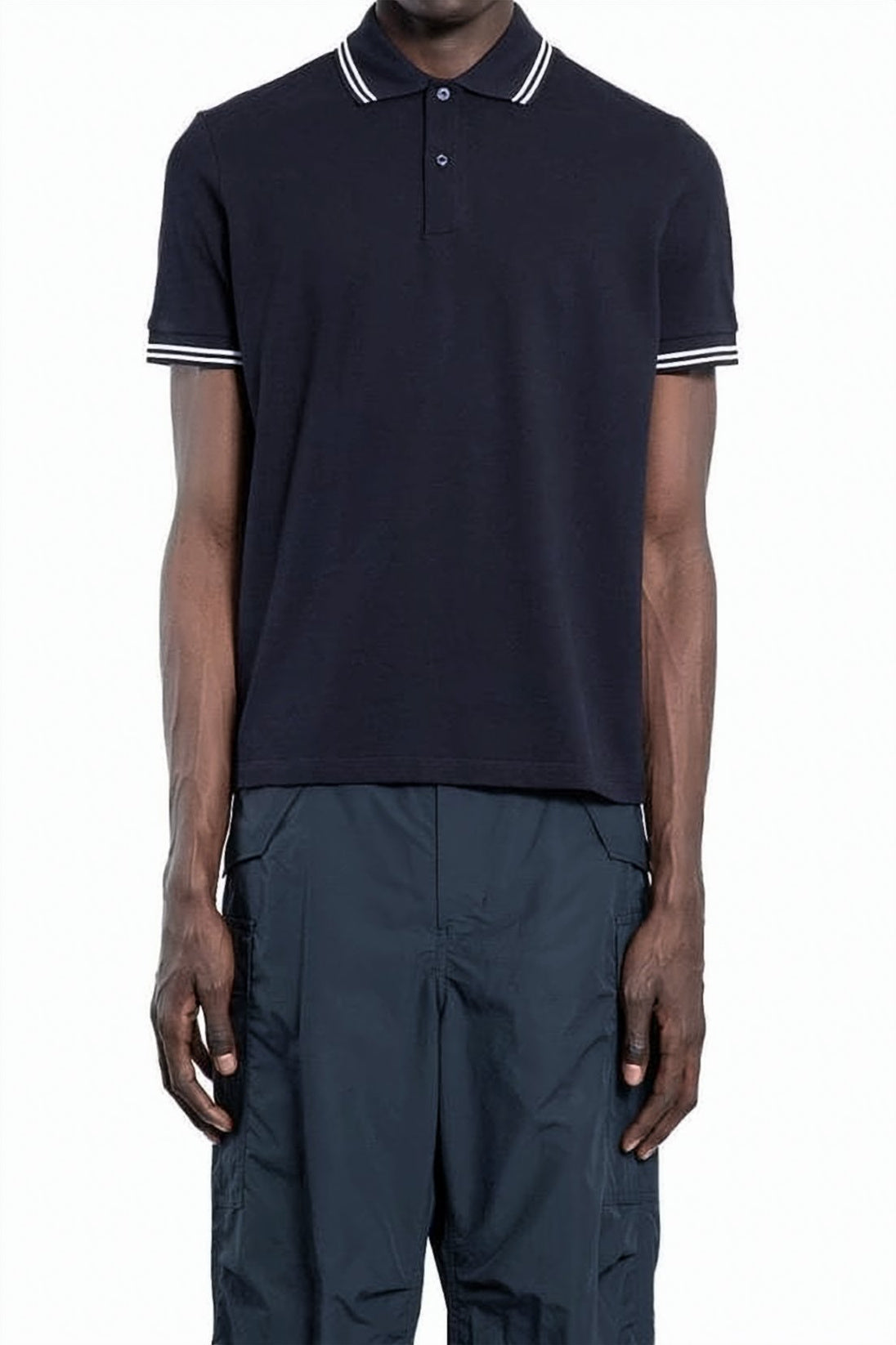Short-Sleeve Polo Shirt with Contrasting Stripes