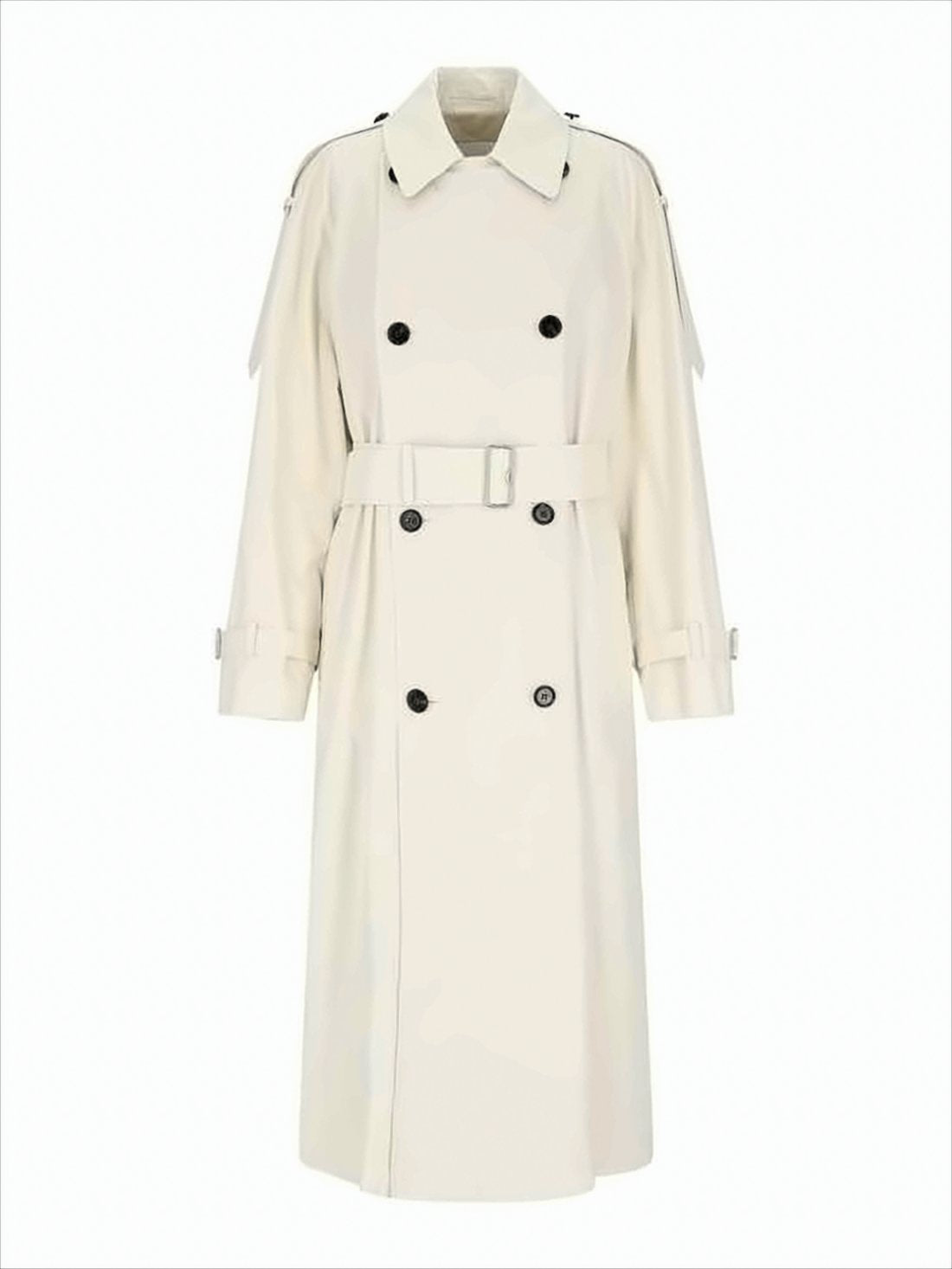 Double-Breasted Cotton Trench Coat with Belted Waist