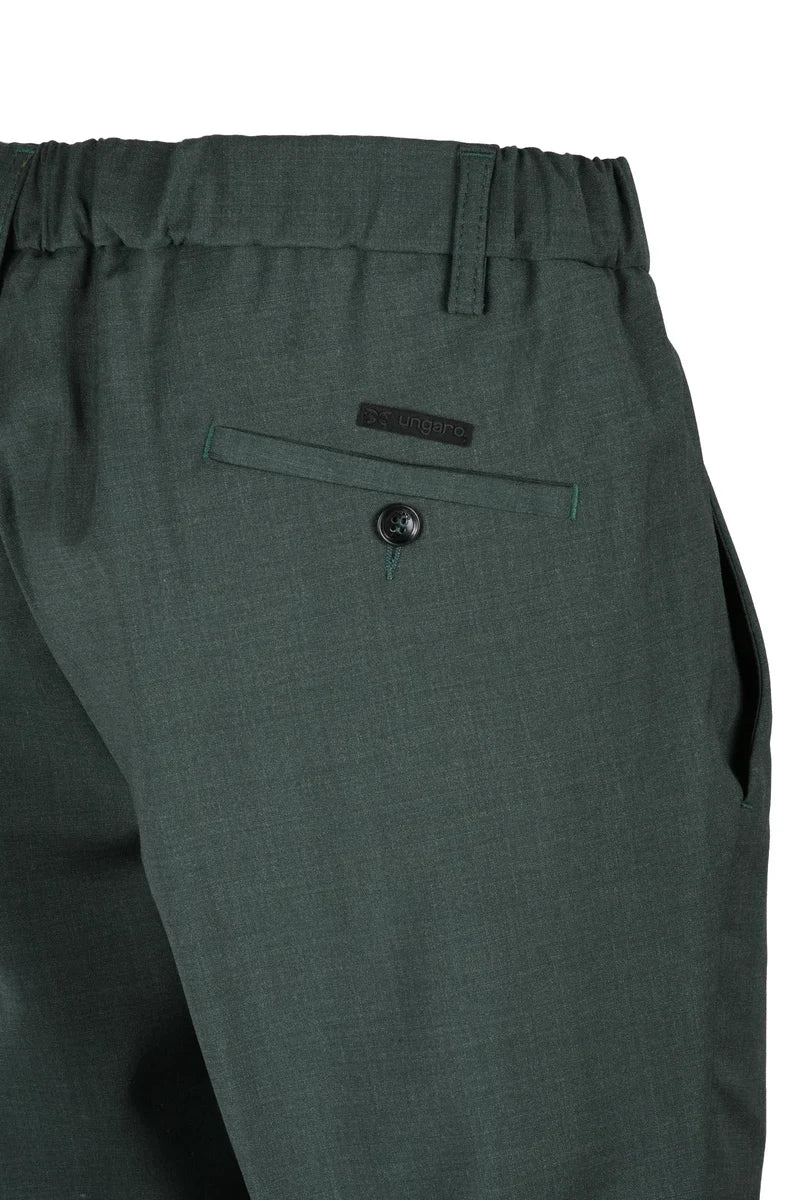 Classic Wool Stretch Trousers - Forest Green