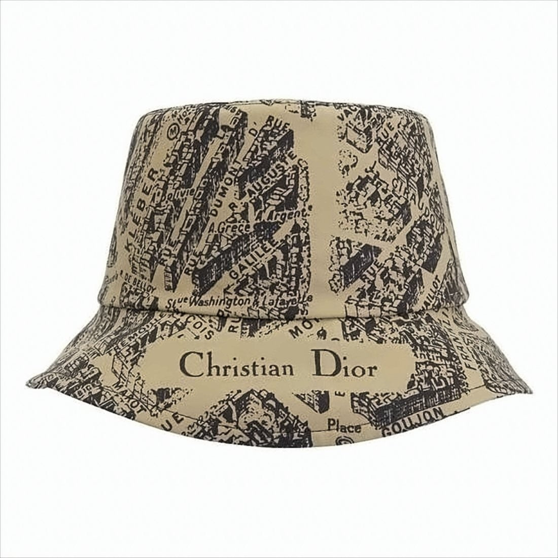 Map Print Bucket Hat with Logo Detail