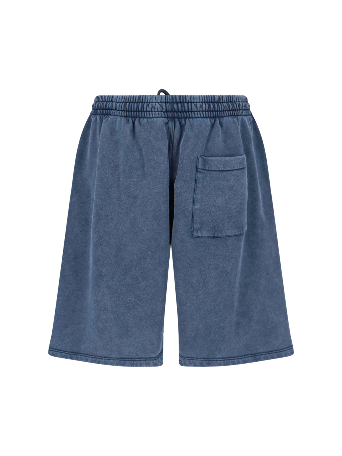Blue Mid-Rise Cotton Logo Shorts