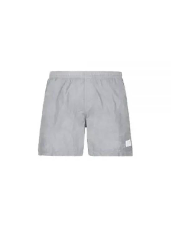 Light Grey Swim Shorts With Elastic Waistband And Subtle Branding