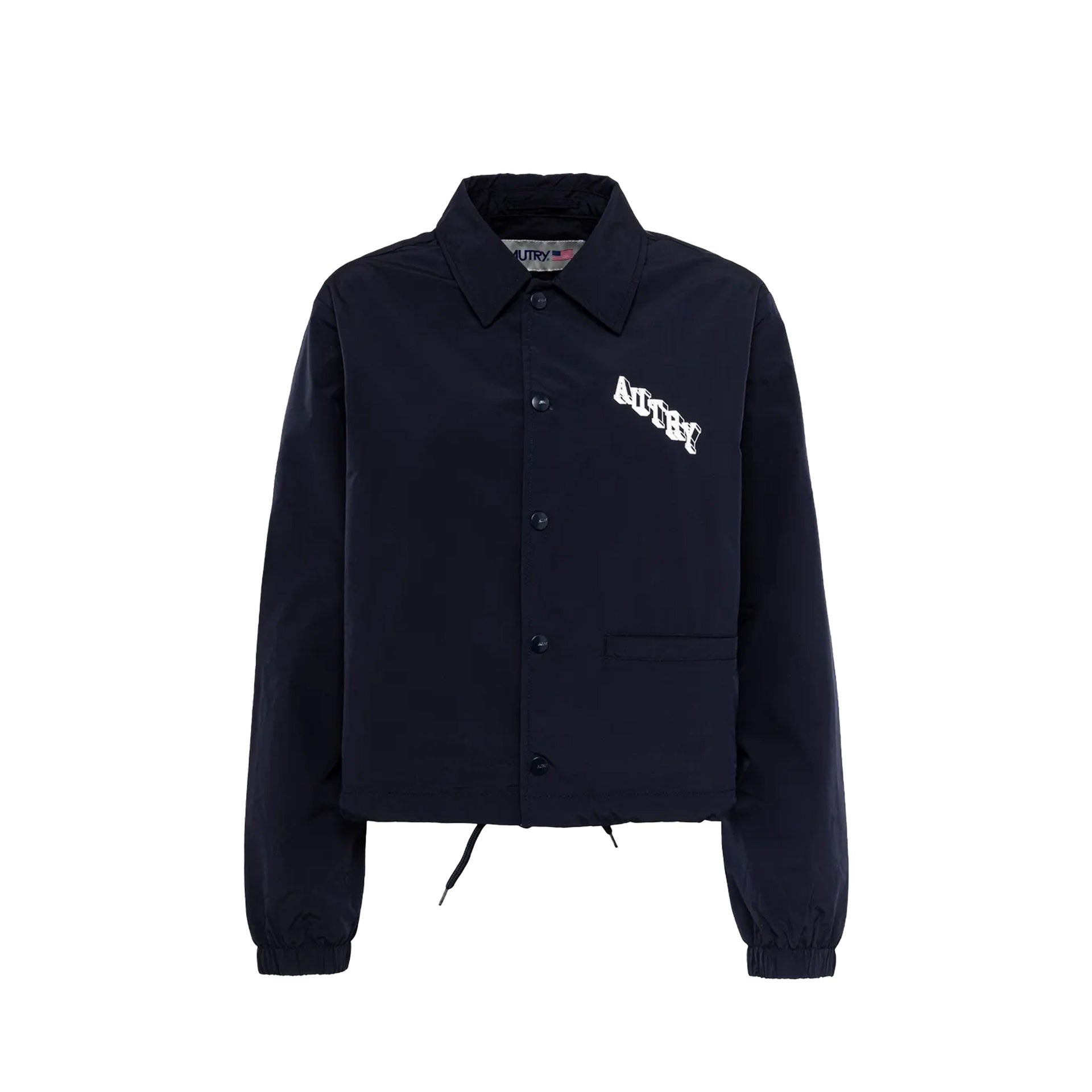 Cropped Windbreaker Jacket With Contrast Logo And Drawstring Hem