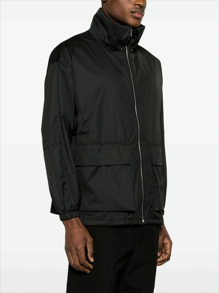 Minimalist Zip-Up Jacket With High Collar And Elastic Cuffs