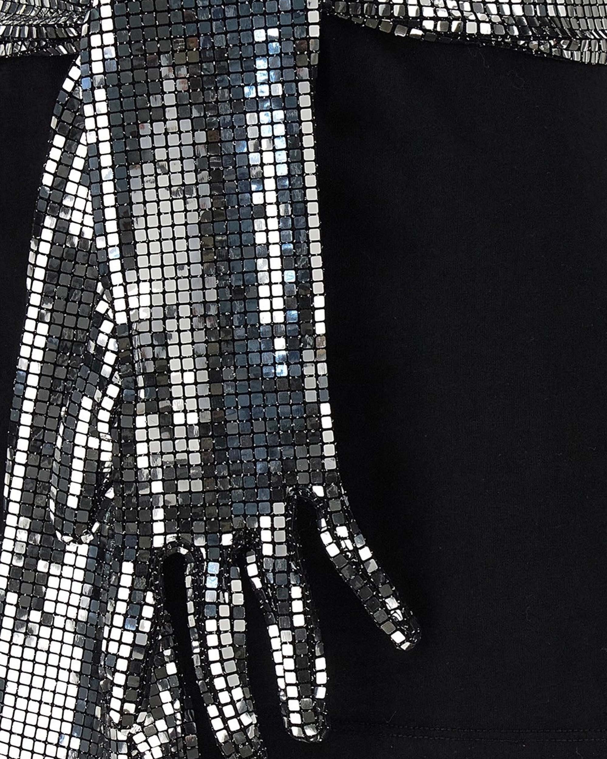 Short-Sleeve Black T-Shirt with Disco-Style Gloves