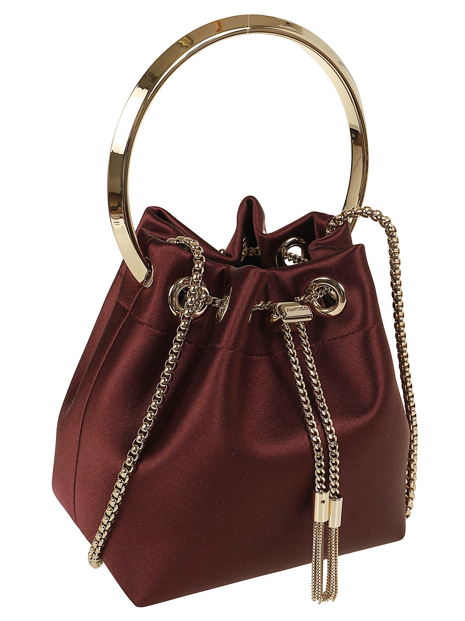 Structured Drawstring Handbag with Gold-Tone Accents