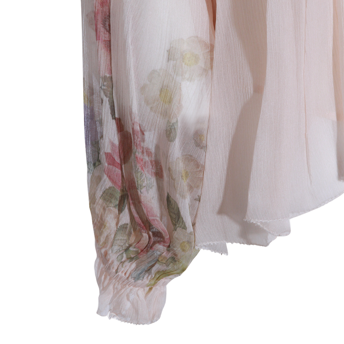 Sheer Floral Print Blouse With Puff Sleeves
