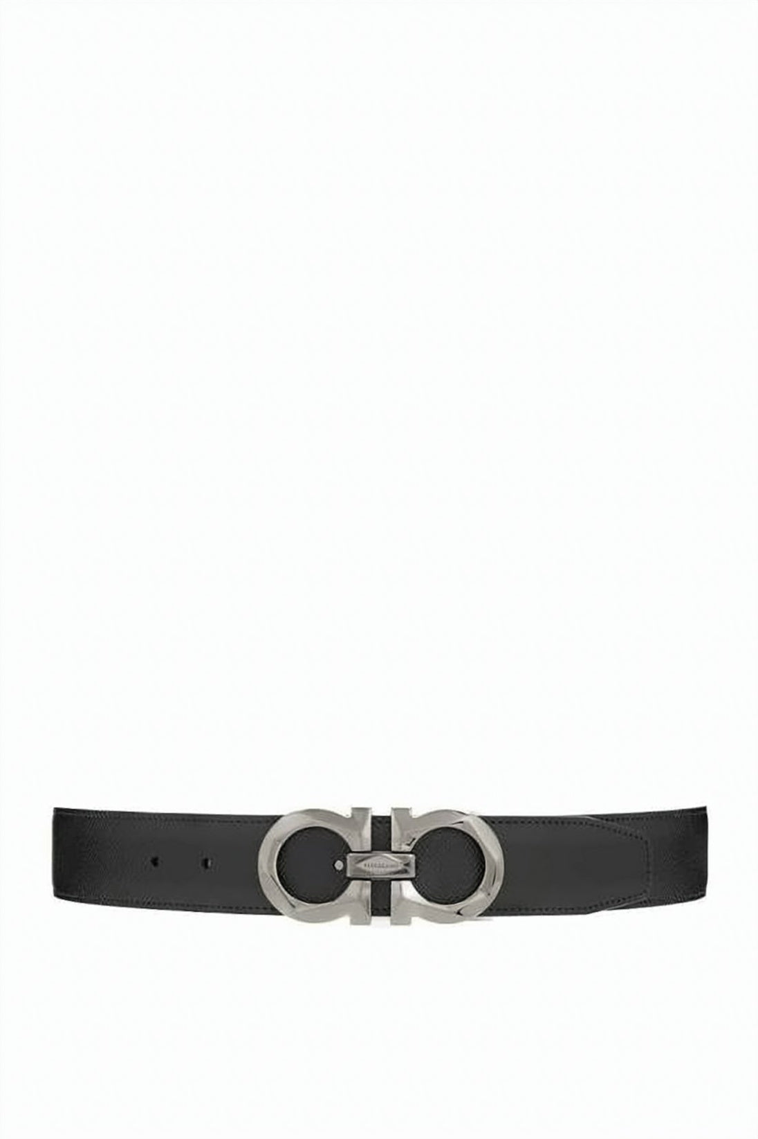 Reversible Calf Leather Belt With Polished Metal Gancini Buckle