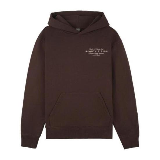 Solid Brown Hoodie with Drawstring Hood and Front Pocket