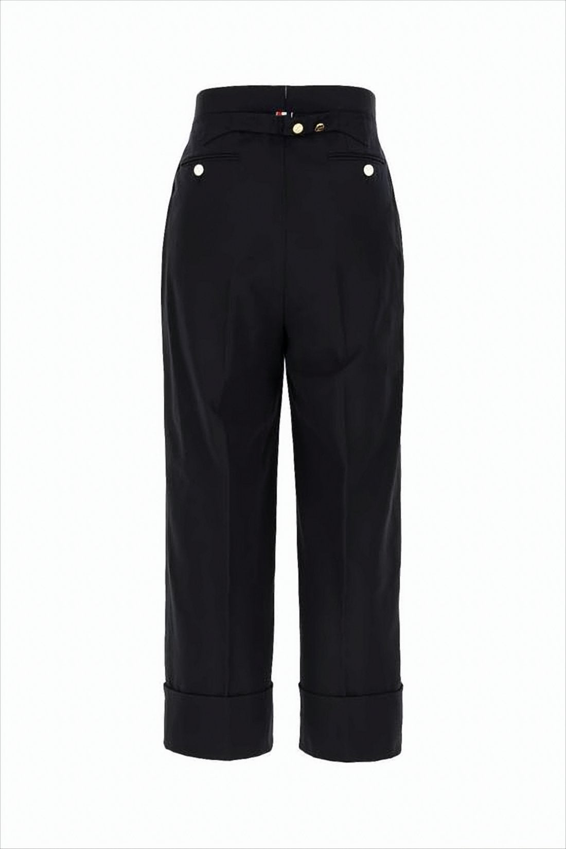 Cropped Black Suit Pants with Wide Cuffs