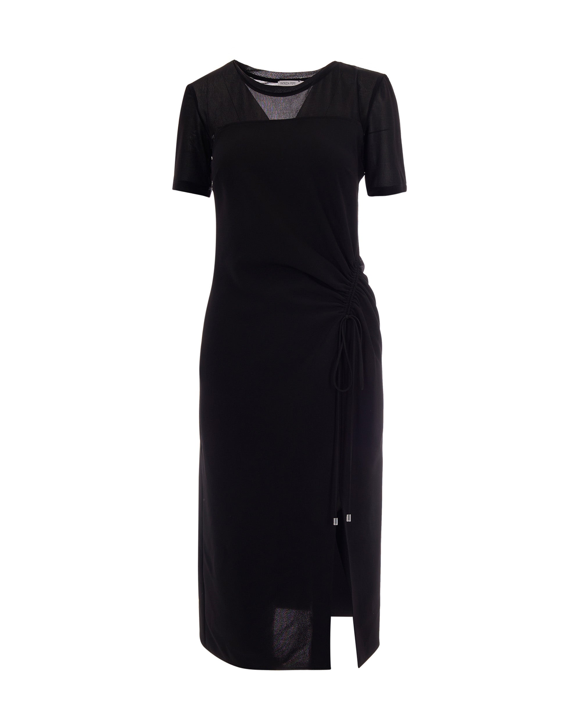 Ruched Twill Midi Dress