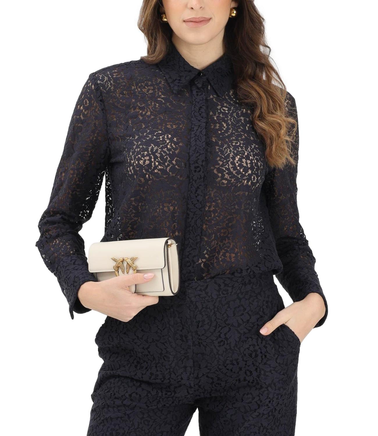 Blue Cotton Blend Button Shirt