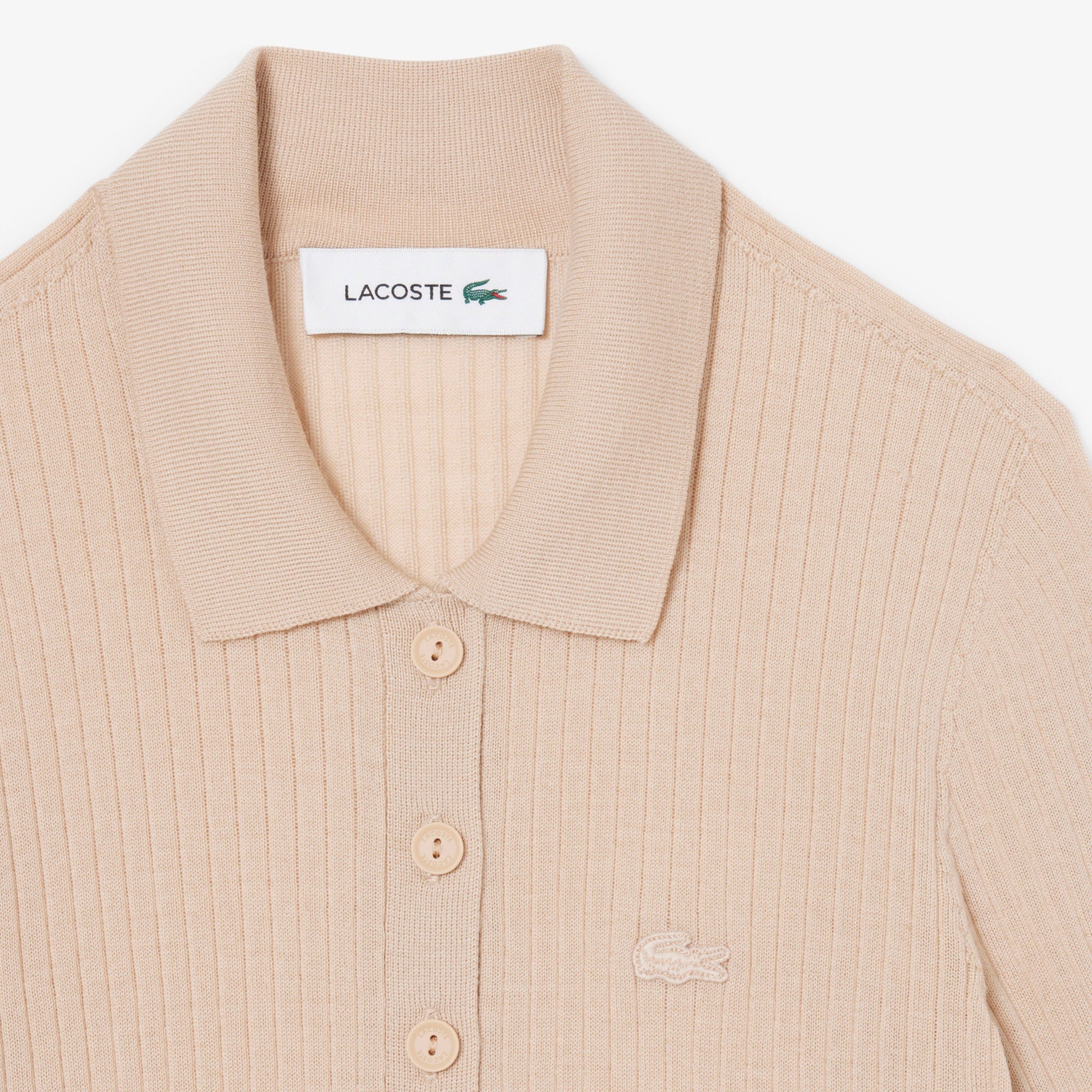 Ribbed Knit Polo Shirt with Classic Collar