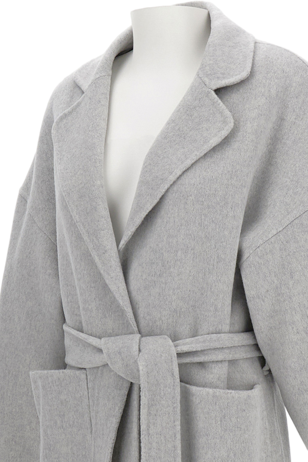 Long Wool Blend Coat with Relaxed Fit