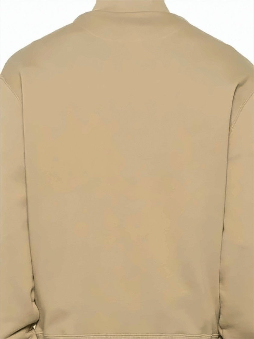 Half-Zip Long Sleeve Pullover With Embroidered Fox Emblem