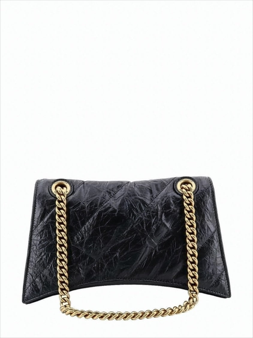 Textured Calfskin Shoulder Bag with Gold 'B' Logo
