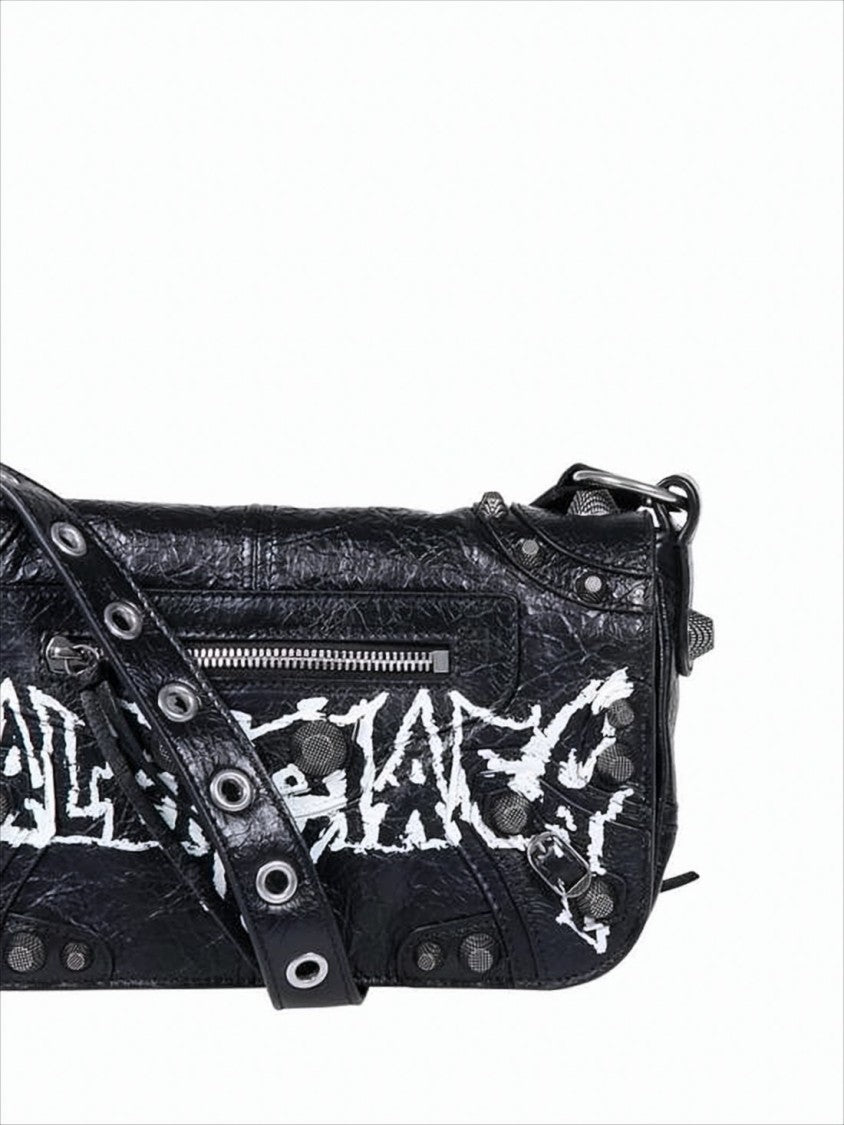 Textured Lambskin Crossbody Bag with Graffiti Logo