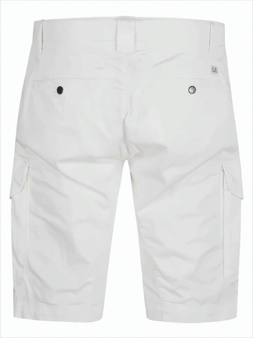 Tailored White Cargo Shorts with Flap Pockets