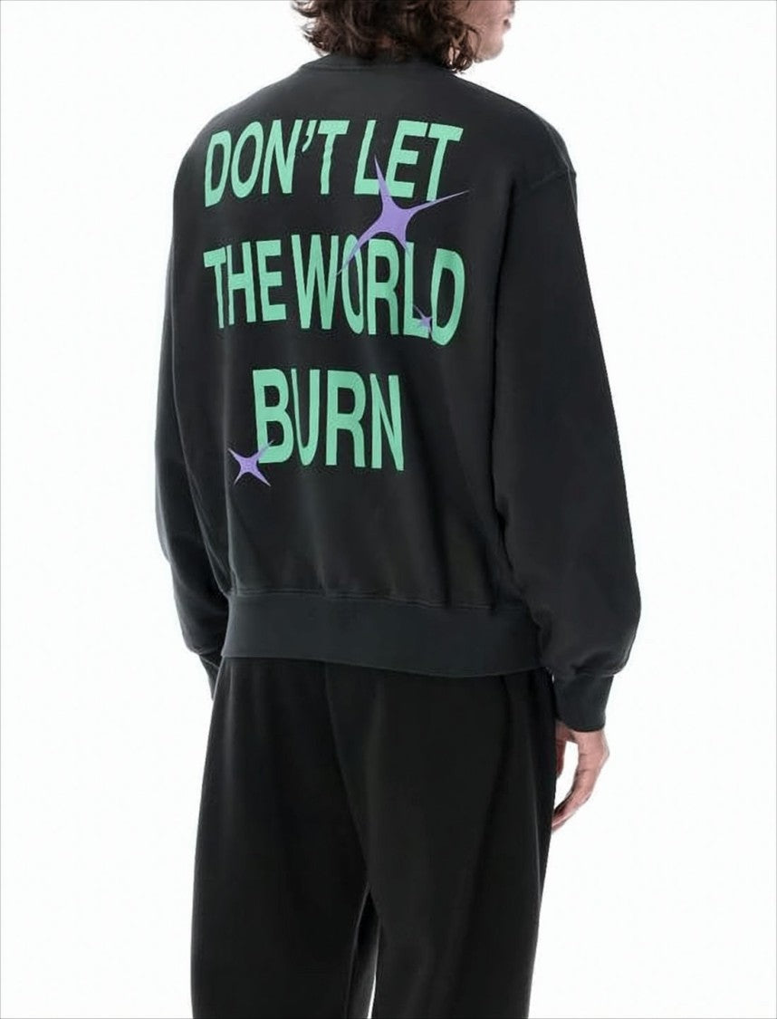 Cotton Sweatshirt With Bold Graphic And Planet Emblem
