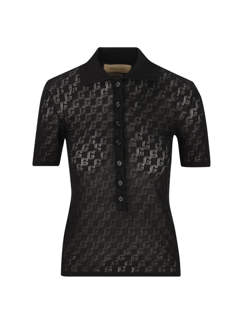 Textured Checkered Knit Polo Shirt