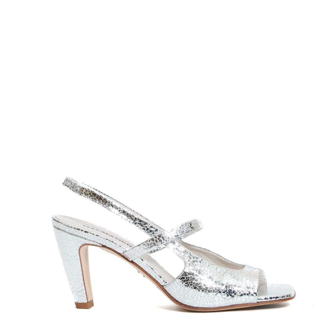 Silver Crackle Sandal 80Mm Heel