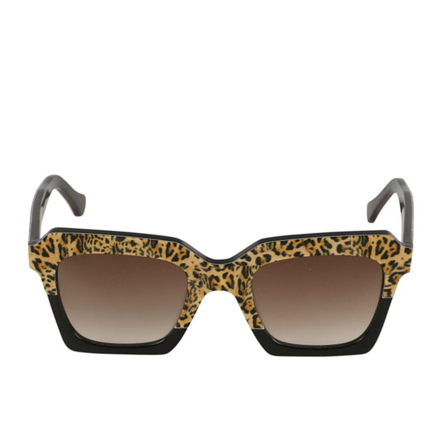 Kallima-S Bold Square Frame Sunglasses with Leopard Print Pattern
