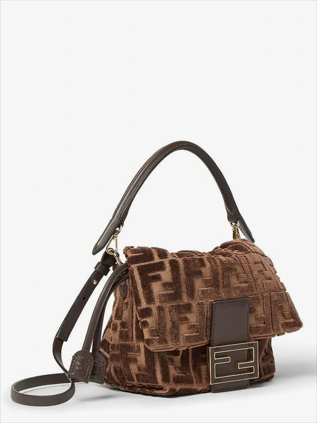 Textured Brown Fendi Shoulder Bag