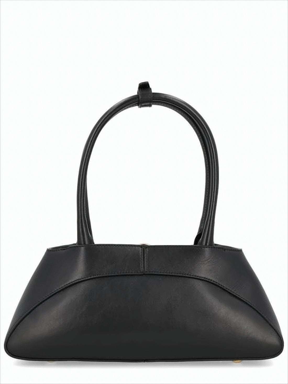 Crescent-Shaped Black Cowhide Leather Crossbody Bag
