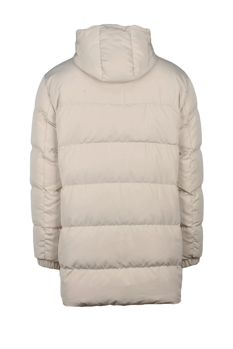Long Down Jacket Polyester - Beige