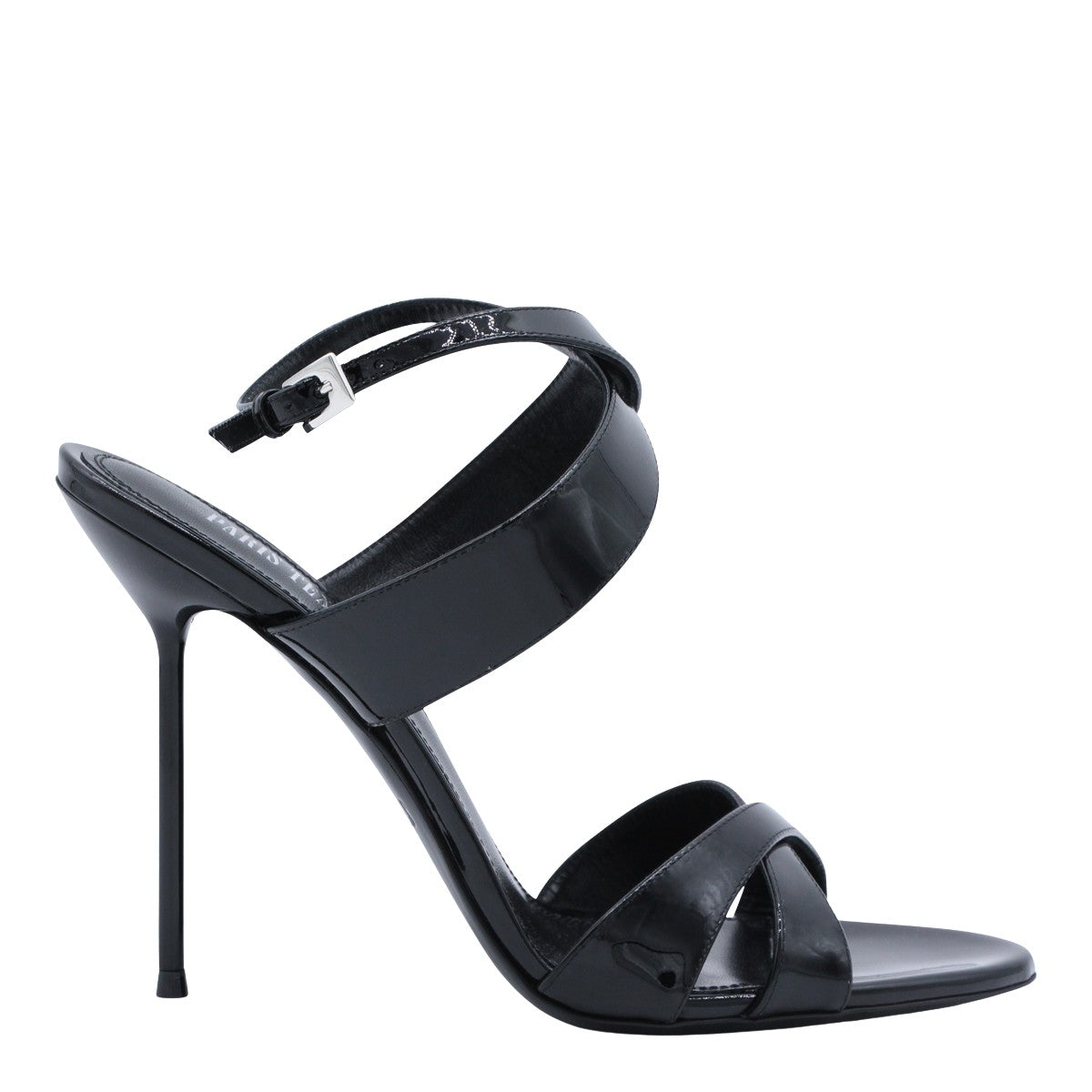 High-Heeled Black Sandals with Straps